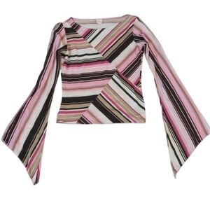 Aphrodite Vintage Flare Sleeve 90s 1990s Y2k 2000s Stripes Wrap Flowy 60s Mod